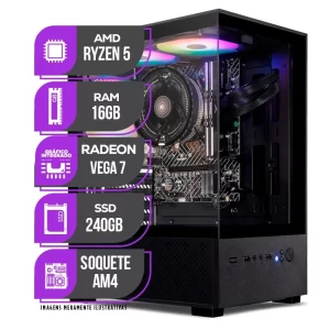 PC Gamer Mancer, AMD Ryzen 5 5600GT, Vega 7, 16GB DDR4, SSD 240GB, Fonte 400W 80 Plus