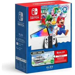 Bundle Nintendo Switch OLED + Super Mario Bros. Wonder + 3 Meses de Assinatura Nintendo Switch Online